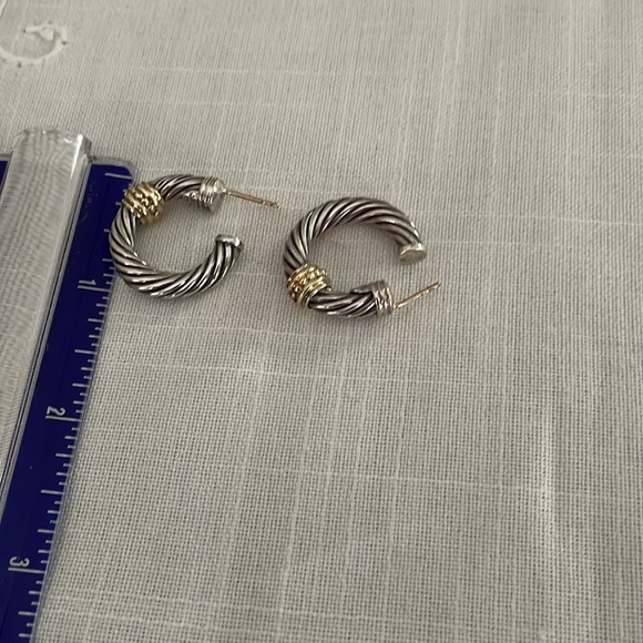 David Yurman 14K Sterling Cable Hoops - Picture 9 of 12